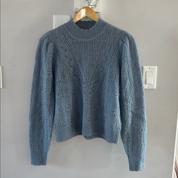 Veronica Beard Makani Pointelle Knit Sweater Blue - Picture 5 of 9
